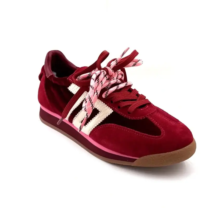 Back 70 Rocket Mocka & Vinröda Sammets Sneakers Ivoire Chaussures