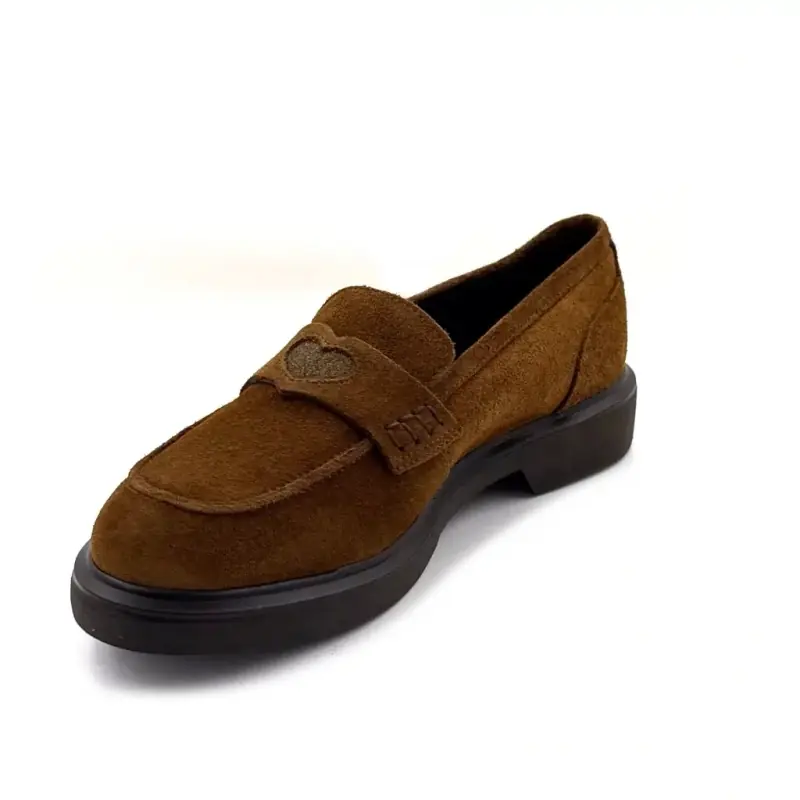 Moccassin Reqins Jack Daim Marron Ivoire Chaussures