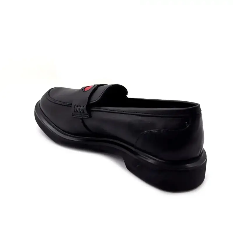 Mocassini Reqins Jack in pelle nera e cuore rosso Ivoire Chaussures