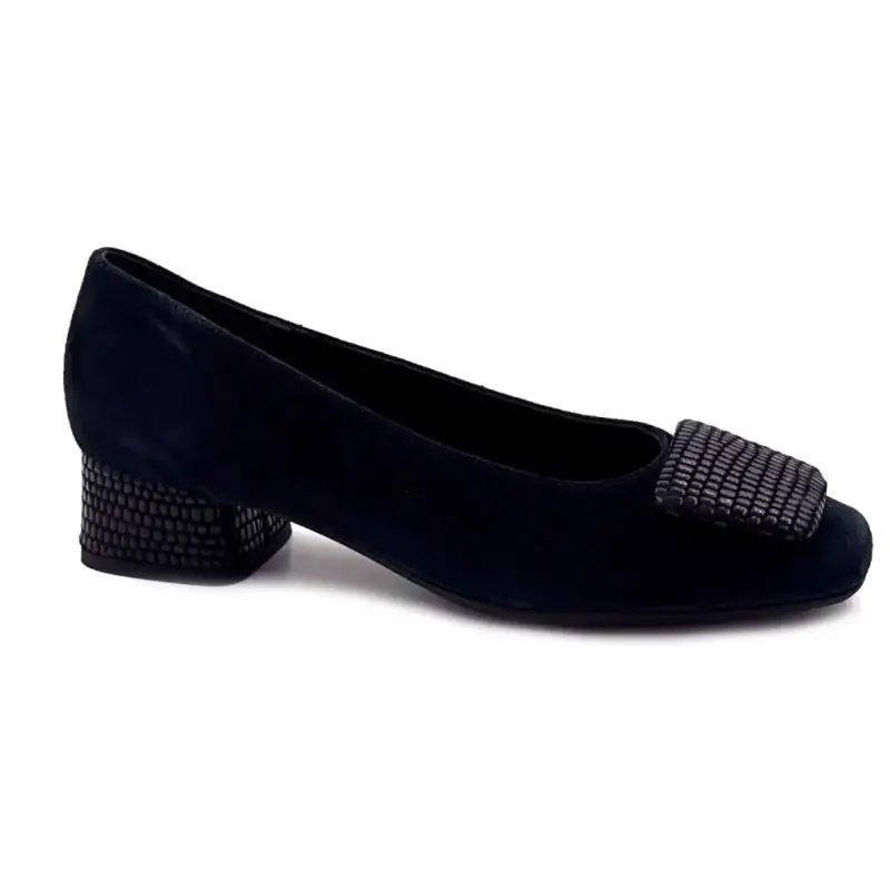 Ballerina Reqins Kefir Navy Wildleder & Python Ivoire Chaussures