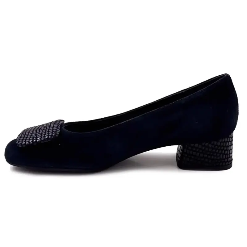 Ballerina Reqins Kefir Navy Wildleder & Python Ivoire Chaussures