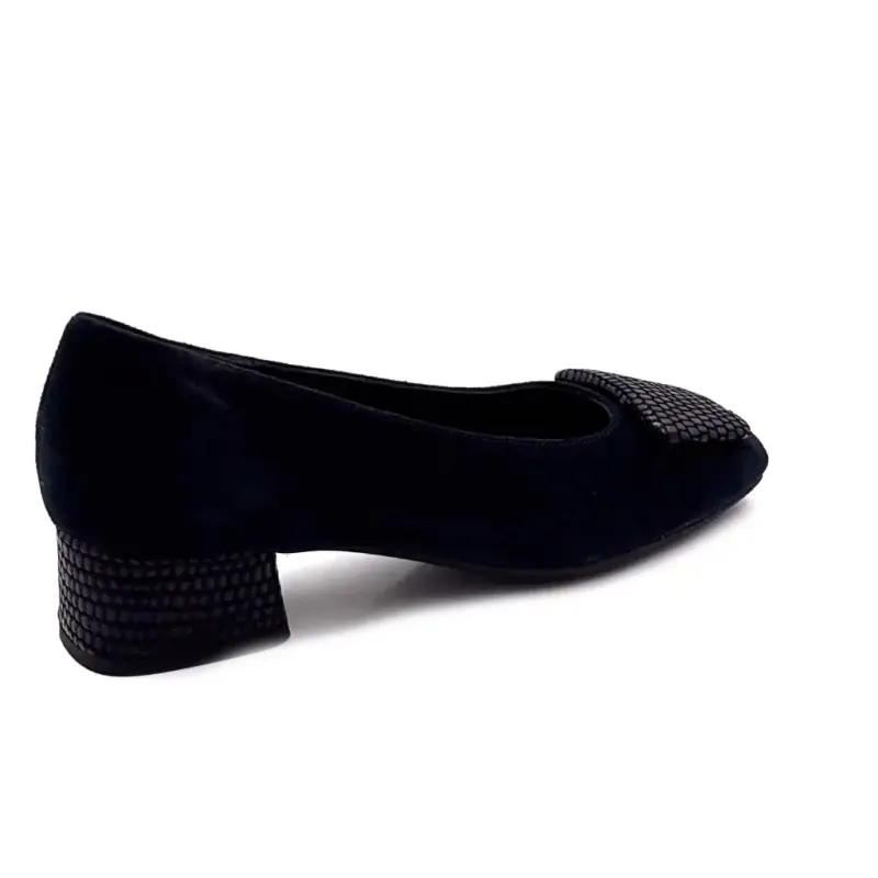 Μπαλαρίνα Reqins Κεφίρ Navy Σουέτ & Python Ivoire Chaussures
