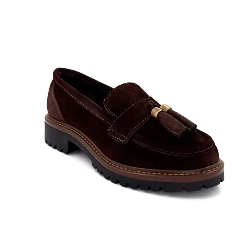 Ivoire pompon loafers 5723 Bruin suède Ivoire Chaussures