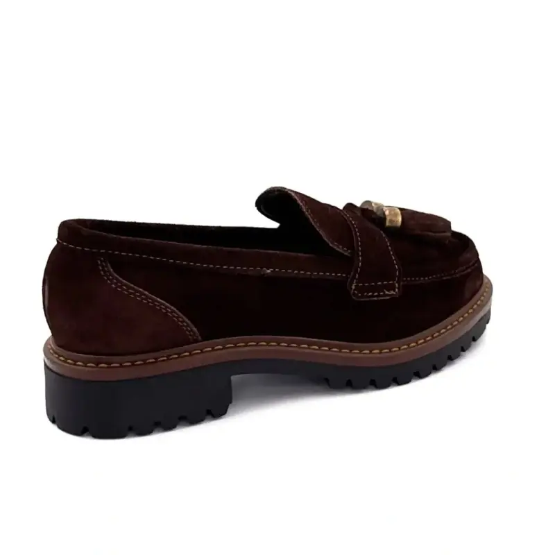 Mocassins com pompom Ivoire 5723 em camurça marrom Ivoire Chaussures