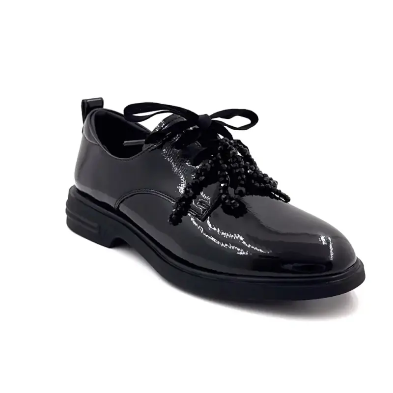 Derbies Elue Par Nous Barbade Cuir vernis noir Ivoire Chaussures