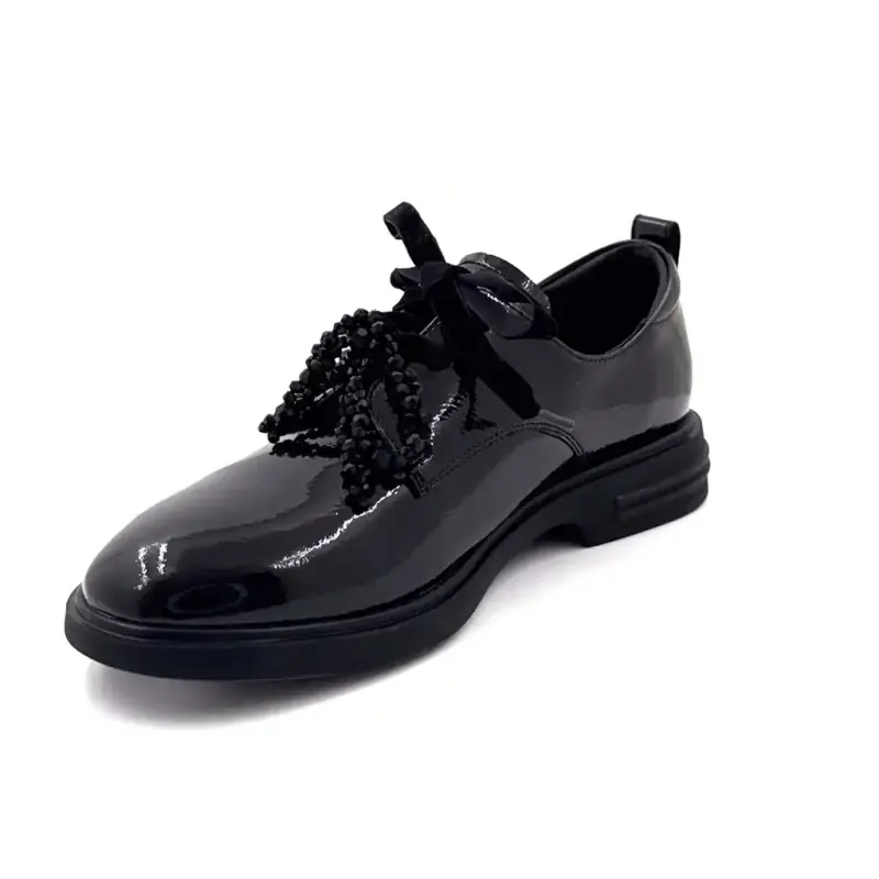 Barbados Elue Par Nous Derby Sko, Sort Laklæder Ivoire Chaussures