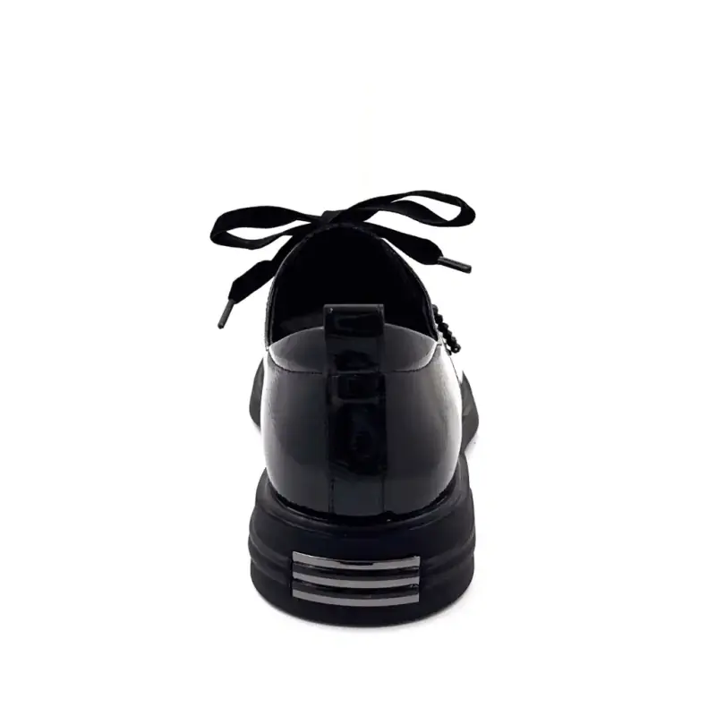Barbados Elue Par Nous Derby Shoes, Black Patent Leather Ivoire Chaussures