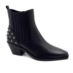 Bottine Regarde Le Ciel helly-02 Cuir noir & Clous Argent