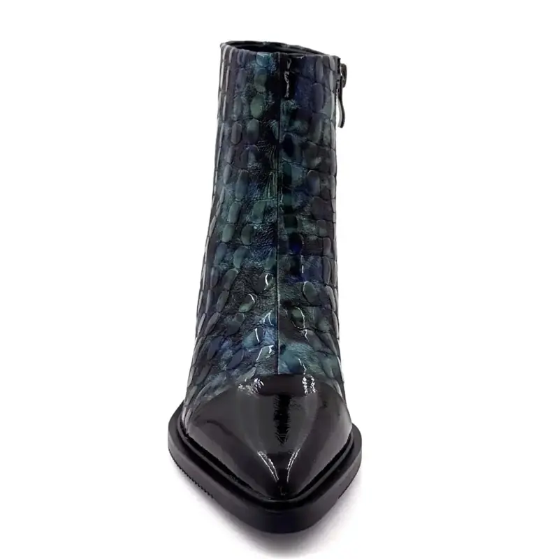 Ivoire Heeled Ankle Boots Sarlaw2607 Black Green & Blue Leather Ivoire Chaussures