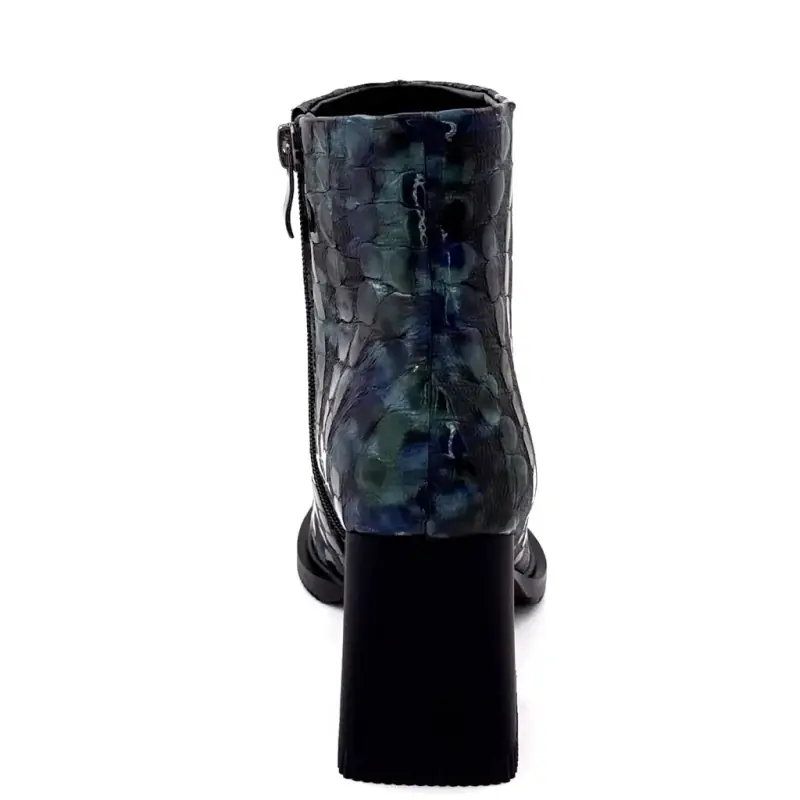 Ivoire Heeled Ankle Boots Sarlaw2607 Black Green & Blue Leather Ivoire Chaussures
