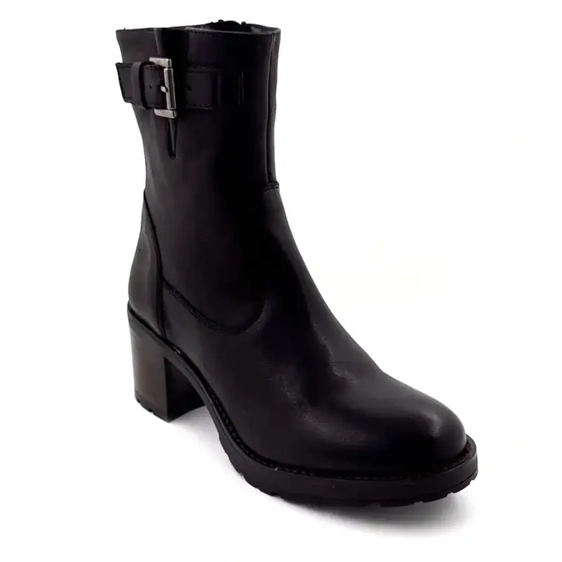 SMS Fargo Czarne skórzane botki do kostki Ivoire Chaussures