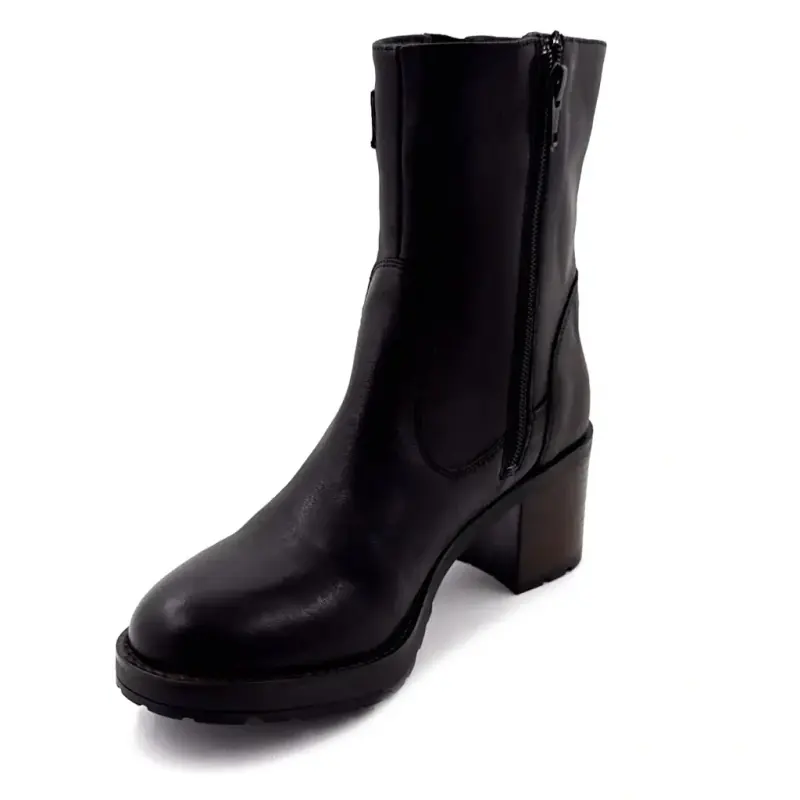 SMS Fargo zwarte leren enkellaarsjes Ivoire Chaussures