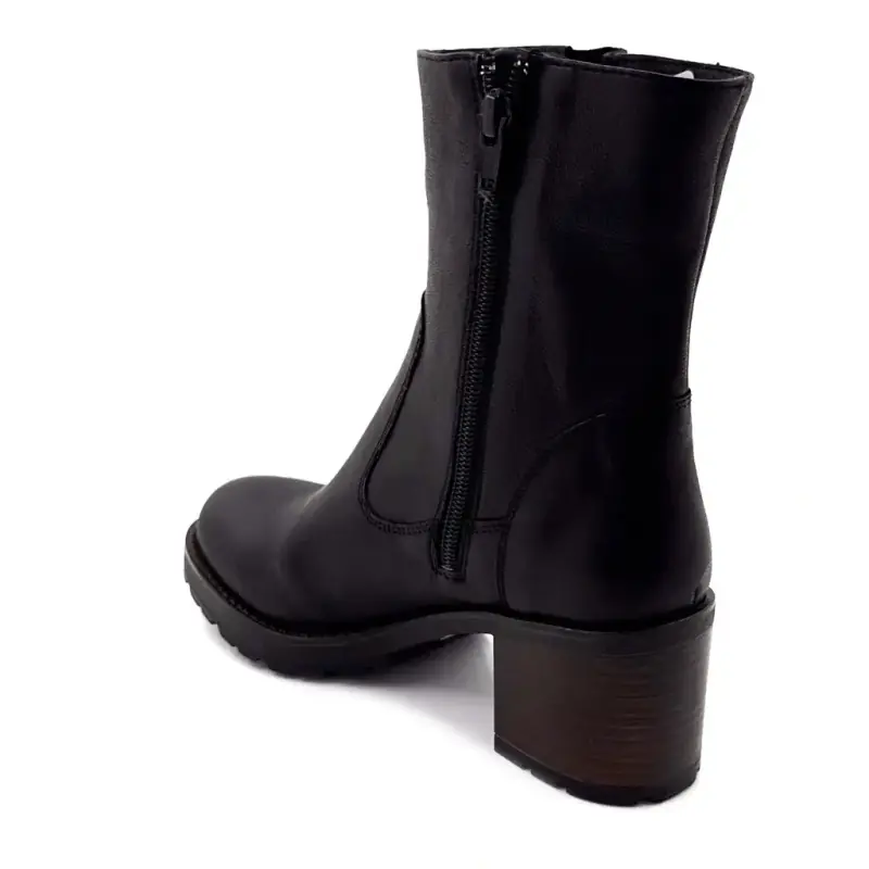 SMS Fargo Czarne skórzane botki do kostki Ivoire Chaussures