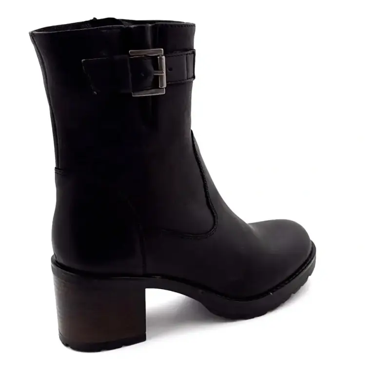 SMS Fargo Czarne skórzane botki do kostki Ivoire Chaussures