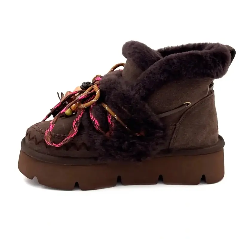 Lined Ankle Boot Nan ku Gfh01 Brown Suede Ivoire Chaussures