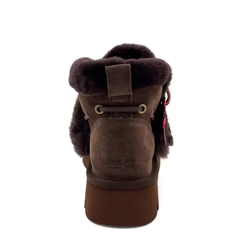 Bottine Fourée Nan ku Gfh01 Daim Marron Ivoire Chaussures