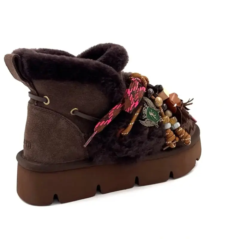 Lined Ankle Boot Nan ku Gfh01 Brown Suede Ivoire Chaussures