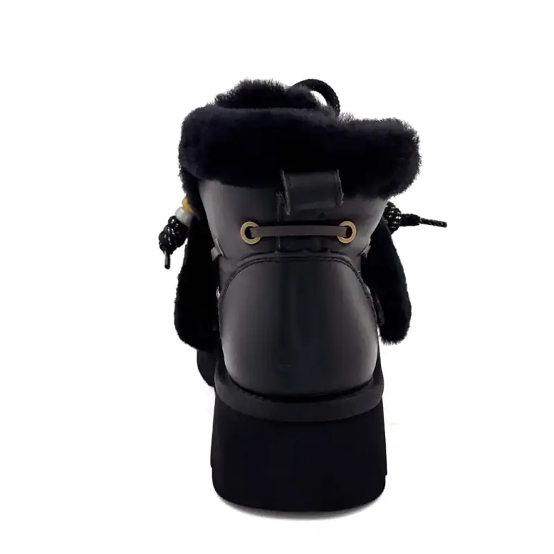Bottines Fourrées Nan Ku Gfh02 Cuir Noir Ivoire Chaussures