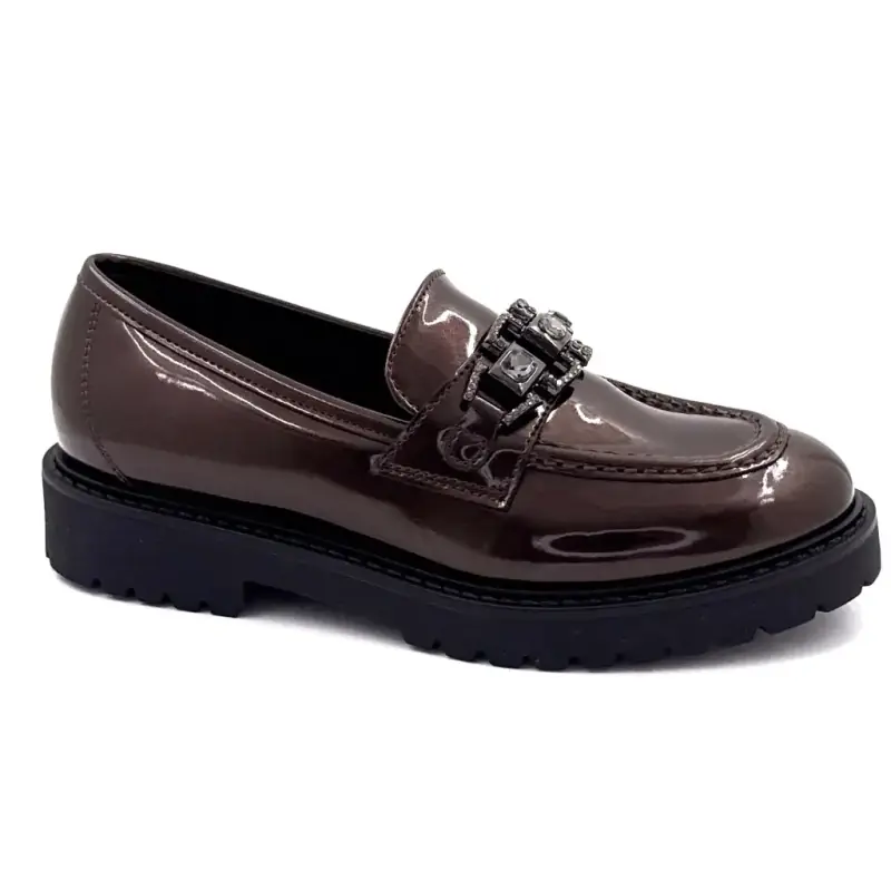Mocasini Ivoire 746299 din piele lăcuită bronz perlat - %shop-name%