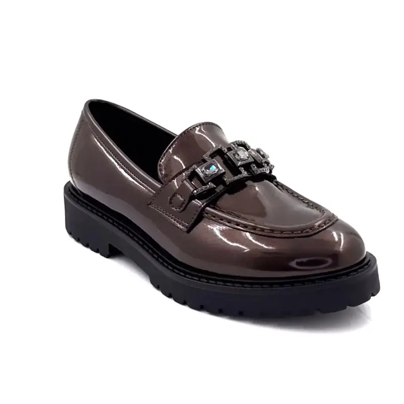 Mocasini Ivoire 746299 din piele lăcuită bronz perlat - %shop-name%