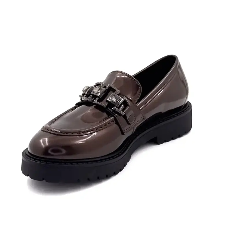 Mocasini Ivoire 746299 din piele lăcuită bronz perlat - %shop-name%