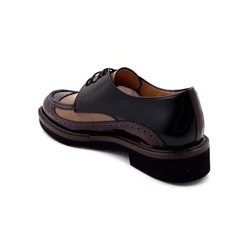 Ivoire Derbyskor M051m 43228 Vinröd, Svart & Beige Läder