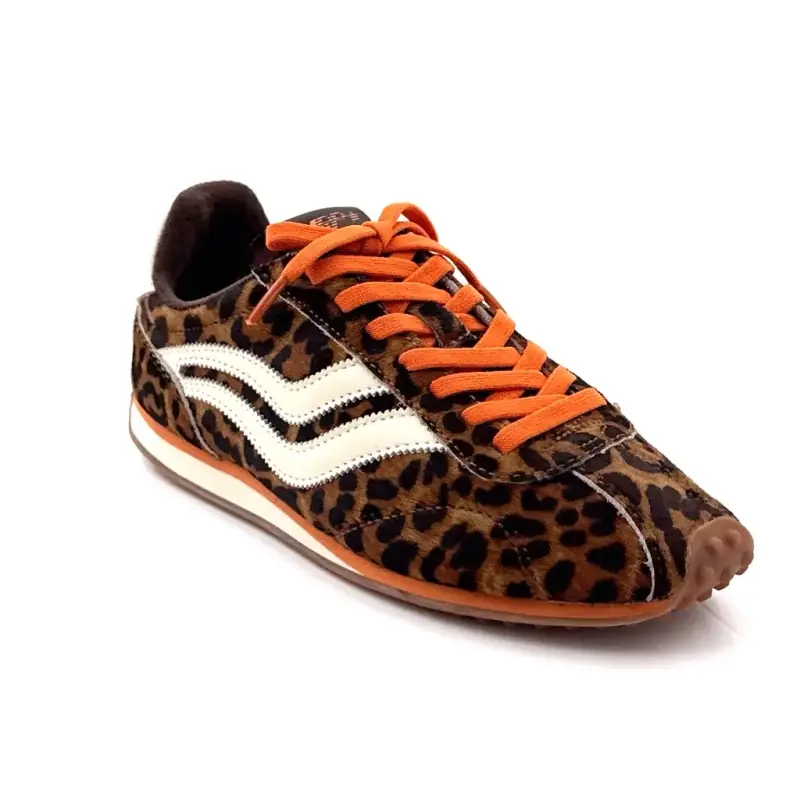 Baskets MRP Cartagena Cuir Orange Motif Léopard