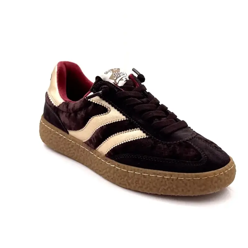 Baskets MRP Becky Daim & Velour Marron Cuir Doré - %price%