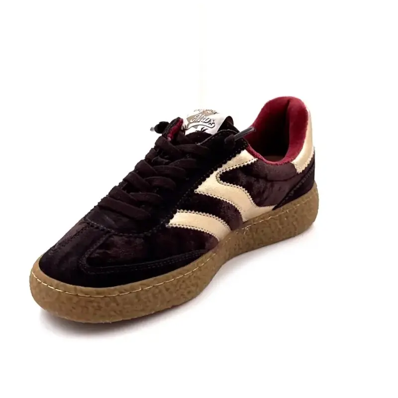 Baskets MRP Becky Daim & Velour Marron Cuir Doré - %price%