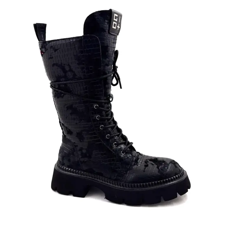 Bottines Giove Greta02 B en Cuir Noir - %shop-name%