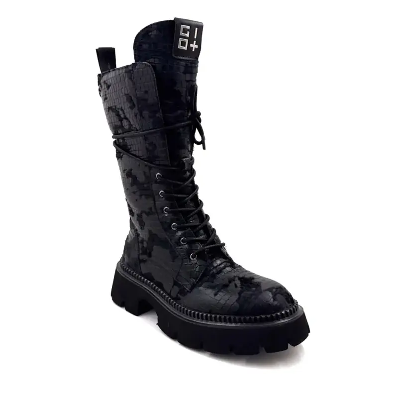 Giove Greta02 B Sorte Læder Ankelstøvler - %shop-name%