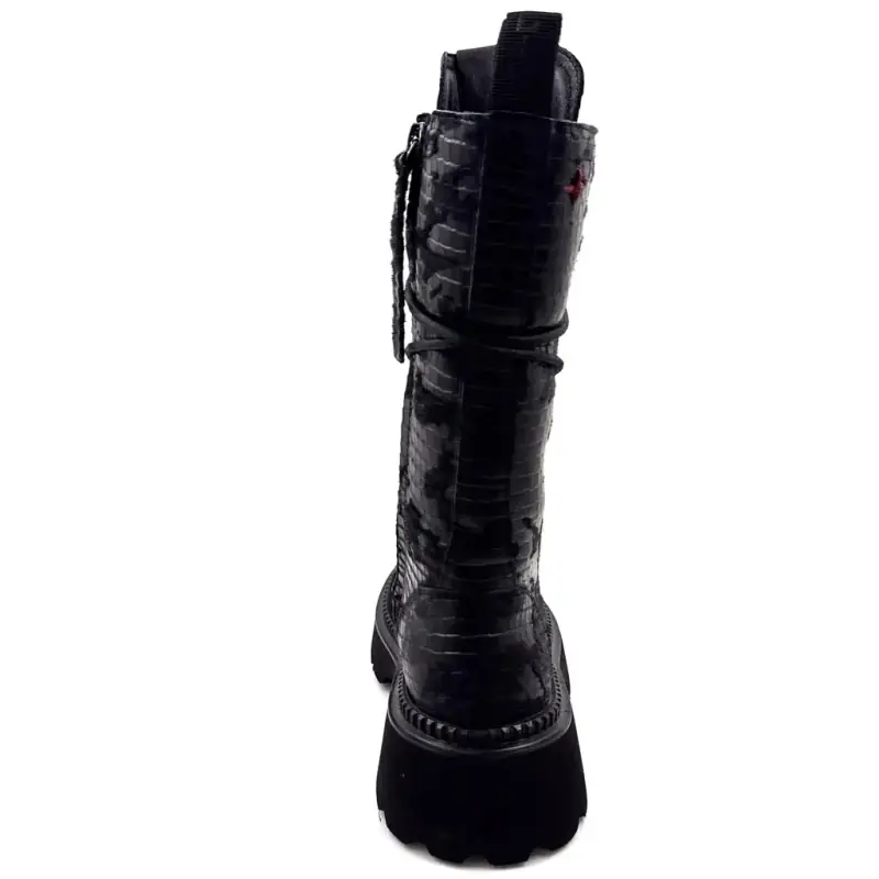 Giove Greta02 B Schwarze Leder-Ankle-Boots - %shop-name%