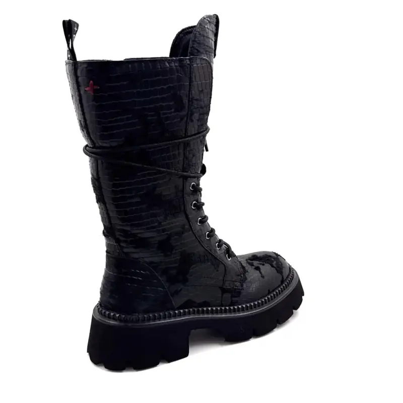 Giove Greta02 B Schwarze Leder-Ankle-Boots - %shop-name%