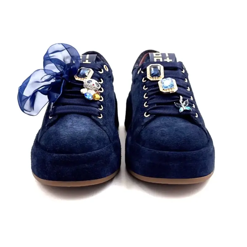 Gio + Oliva 148 Marineblå Sneakers i Semsket Skinn %shop-name% %price%