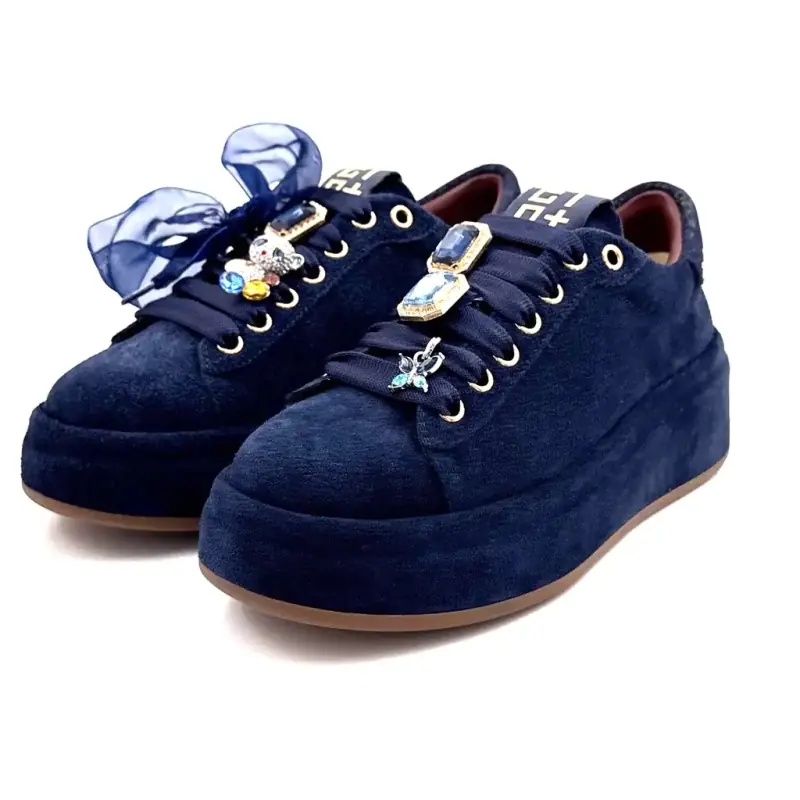 Gio + Oliva 148 Marineblå Sneakers i Semsket Skinn %shop-name% %price%