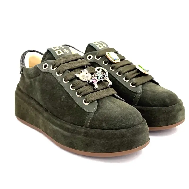 Teniși Gio+ Oliva 114 din piele întoarsă kaki - %shop-name% - %price%