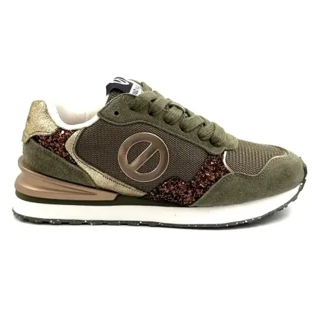 No Name Tova Runner-sneakers Suède en glitter kaki %price%