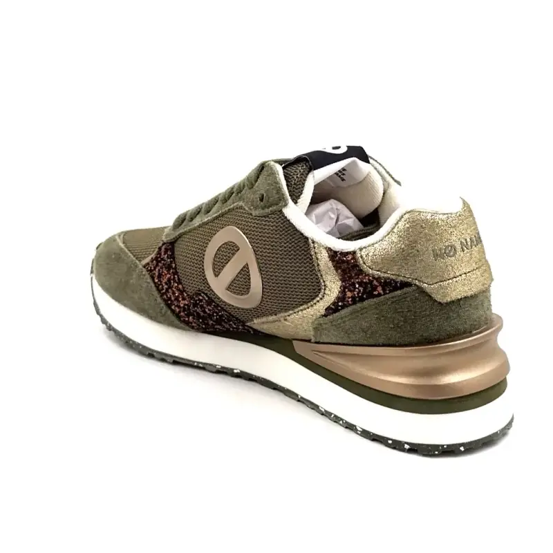 No Name Tova Runner Suède & Glitter Kaki Sneaker %shop-name%