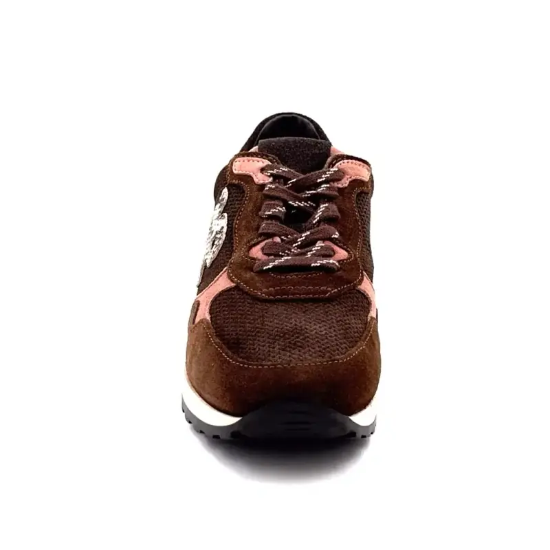 Baskets Reqins Mora en daim marron et rose - %shop-name%