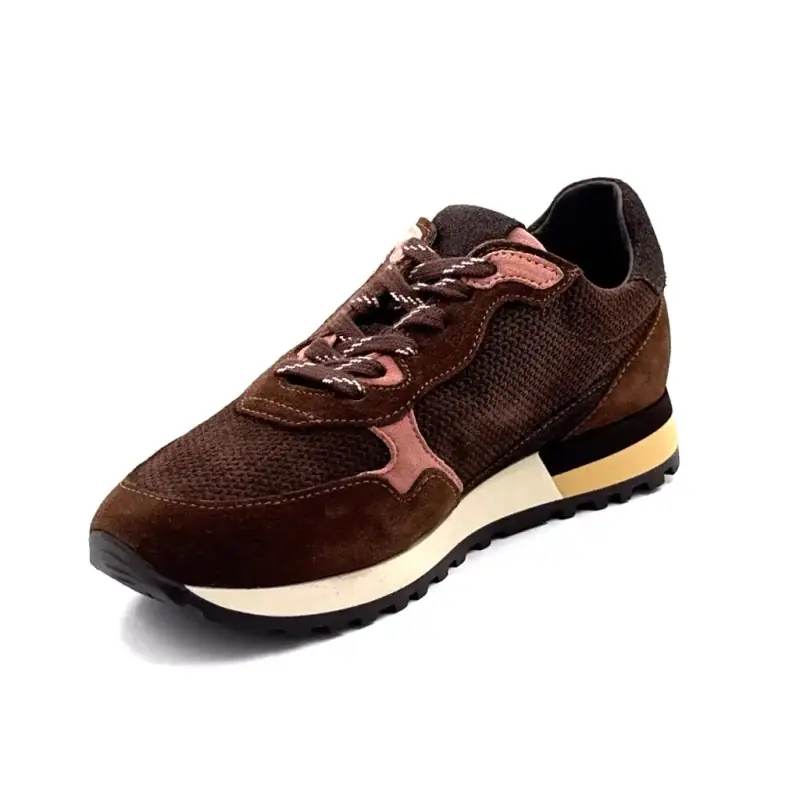 Baskets Reqins Mora en daim marron et rose - %shop-name%
