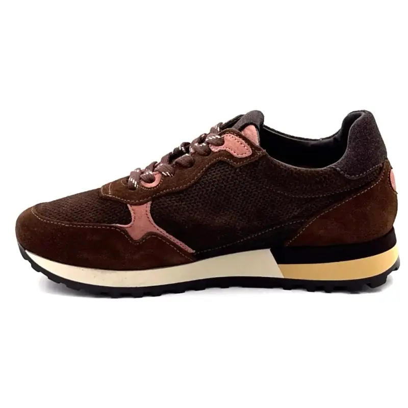 Baskets Reqins Mora en daim marron et rose - %shop-name%