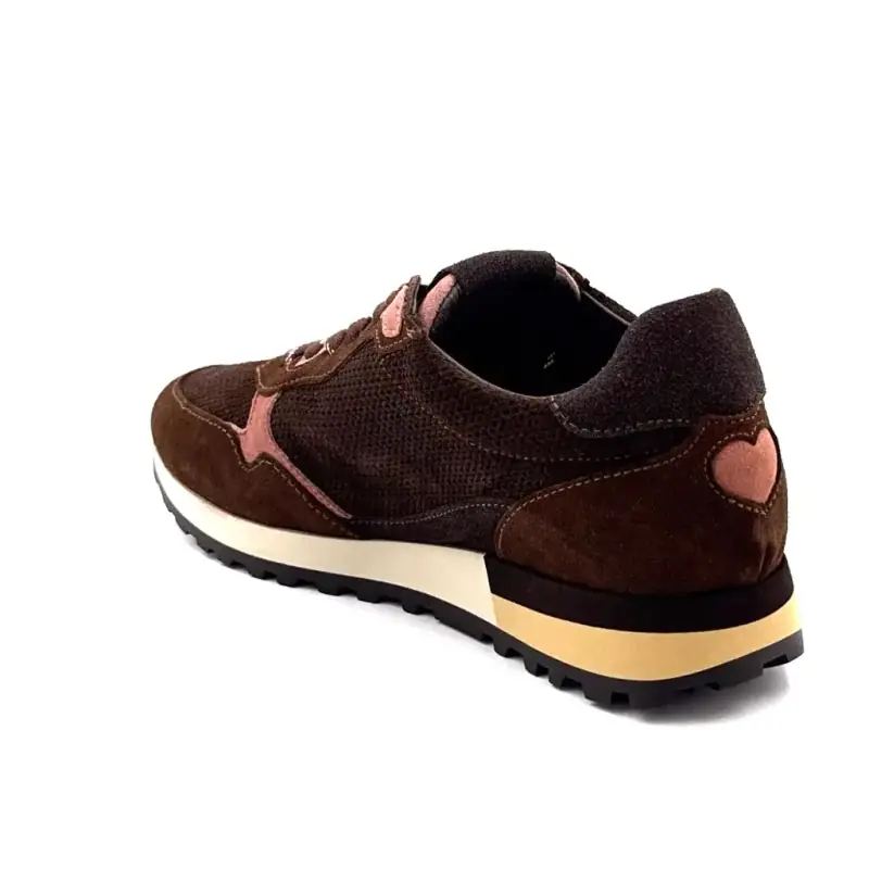 Baskets Reqins Mora en daim marron et rose - %shop-name%