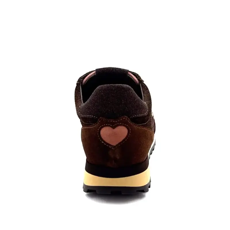 Baskets Reqins Mora en daim marron et rose - %shop-name%