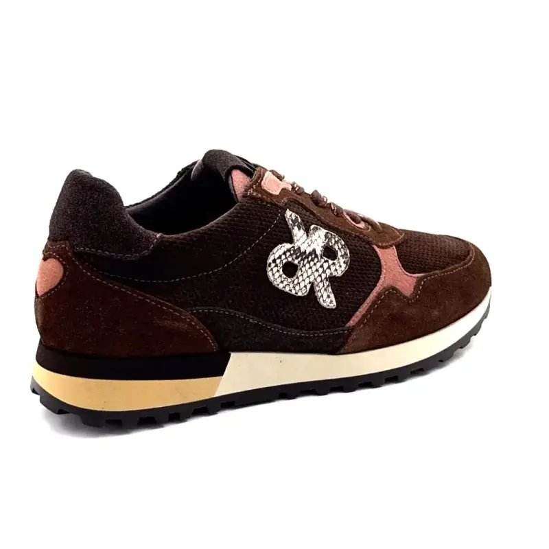 Baskets Reqins Mora en daim marron et rose - %shop-name%