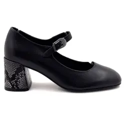 Babies Regarde Le Ciel Viviana 01 Cuir Noir Talon Motif Reptile %price%