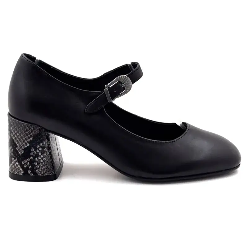 Bebis Regarde Le Ciel Viviana 01 Svart läderhäl Reptilmönster %price%