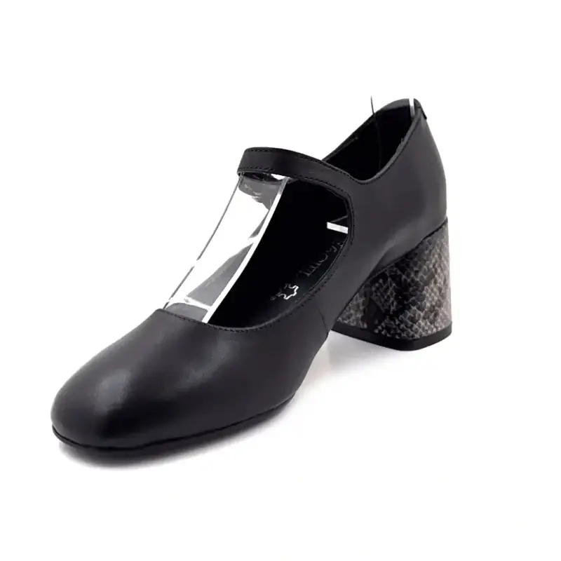 Babies Regarde Le Ciel Viviana 01 Black Leather Reptile Heel %shop-name%