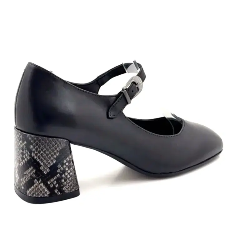 Babies Regarde Le Ciel Viviana 01 Black Leather Reptile Heel %shop-name%