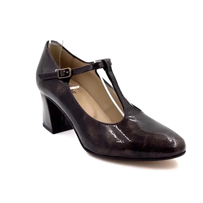 Ivoire Ballerina Flats N2306 Patent Leather Bronze Black - %price%