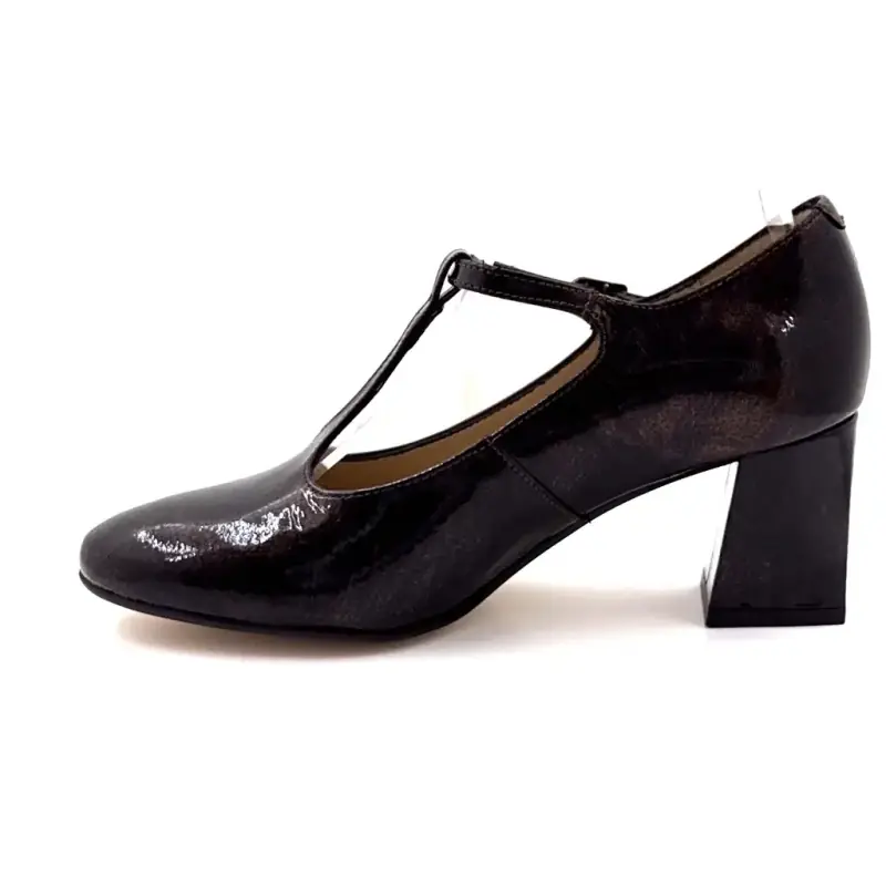 Ivoire Ballerina Flats N2306 Patent Leather Bronze Black - %price%